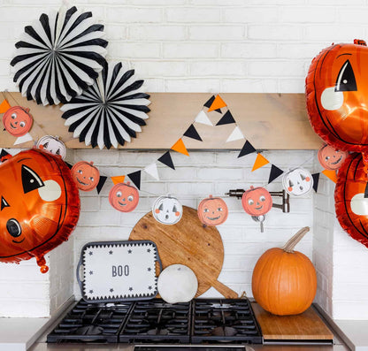 Vintage Halloween Pumpkins and Felt Pennant Banner