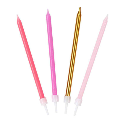 Blush Pink Lavender Gold Birthday Candles - Tall Skinny Candles | 16 Pack