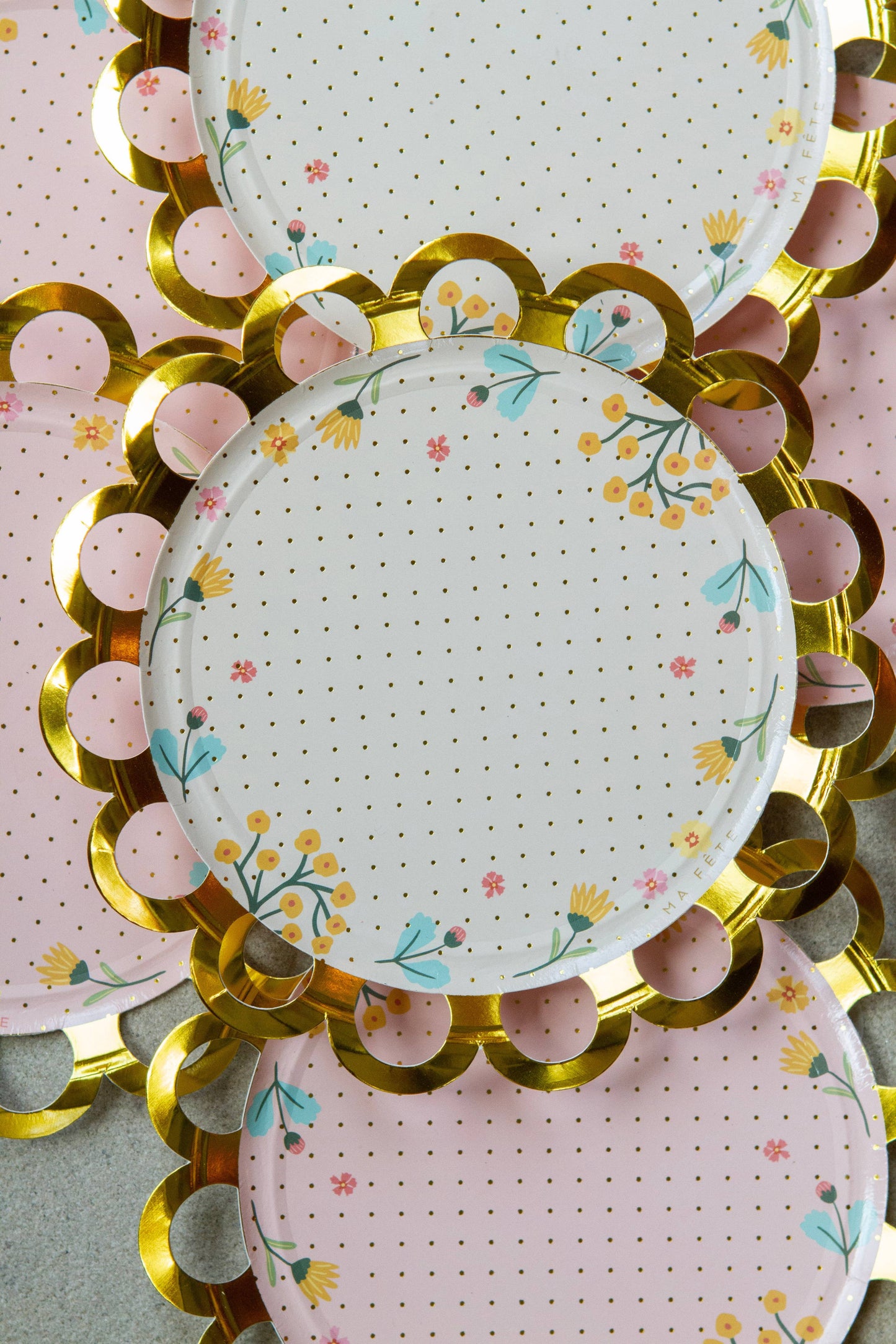 Tea Party Dessert Plates - Pink & Beige