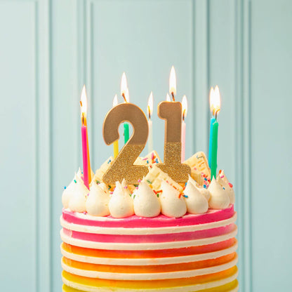 Gold Glitter Number 4 Birthday Candle - 4th Birthday Cake Topper