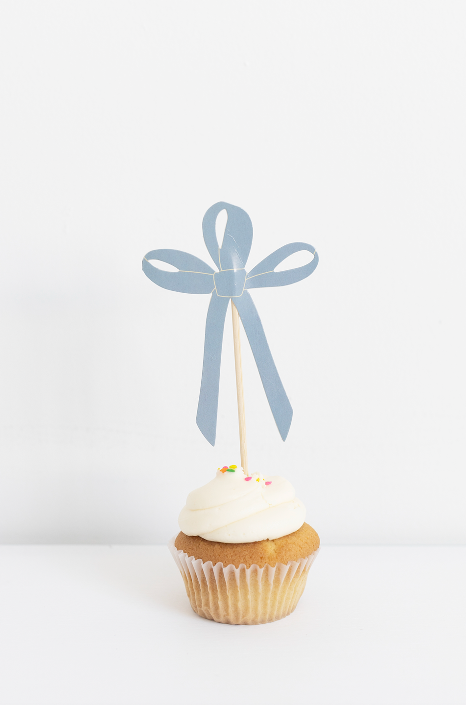 Ribbon Bow Cake Toppers 8 Pack - Blue Mint Mustard Pink Party Decorations