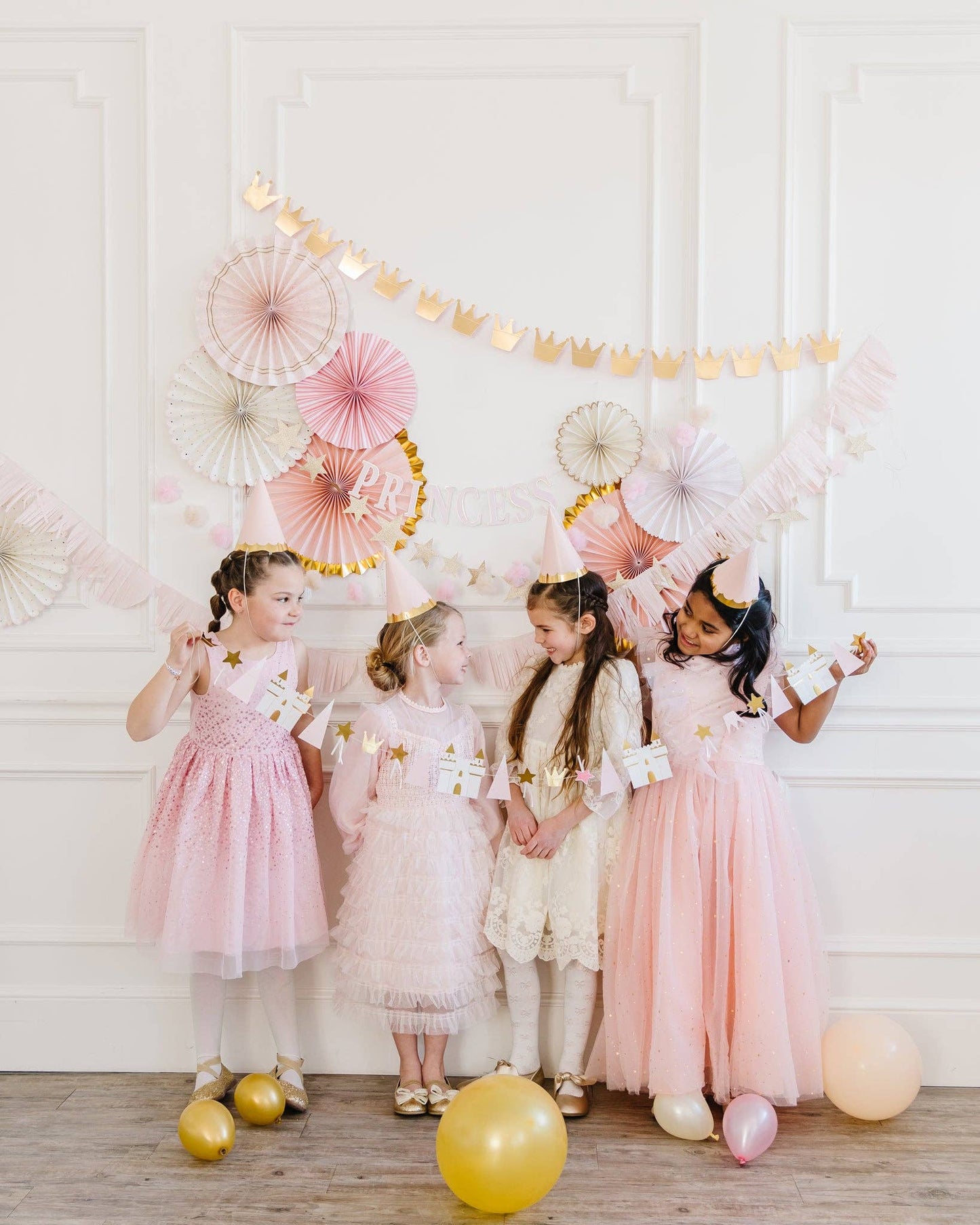 Princess Pink and Gold Party Photo Backdrop Fans