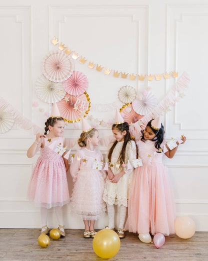 Princess Pink and Gold Party Photo Backdrop Fans
