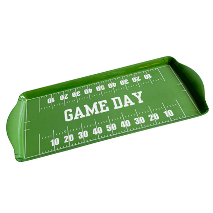 Green Football Game Day Melamine Serving Tray — Appetizer & Tailgate Platter