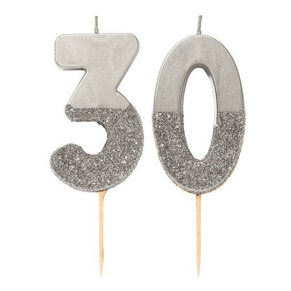 Silver Number Candles
