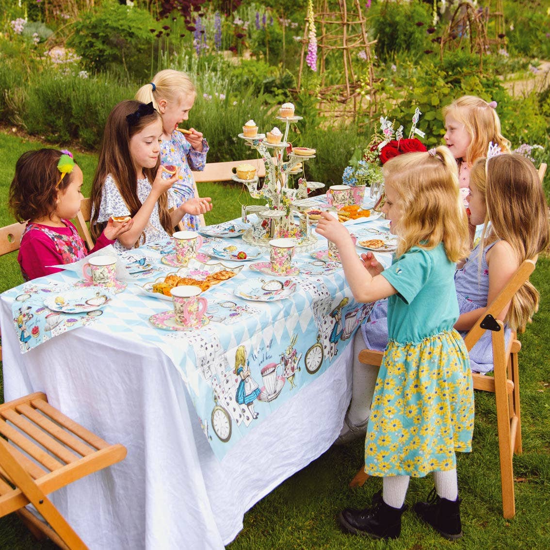 Blue Alice in Wonderland Tablecloth