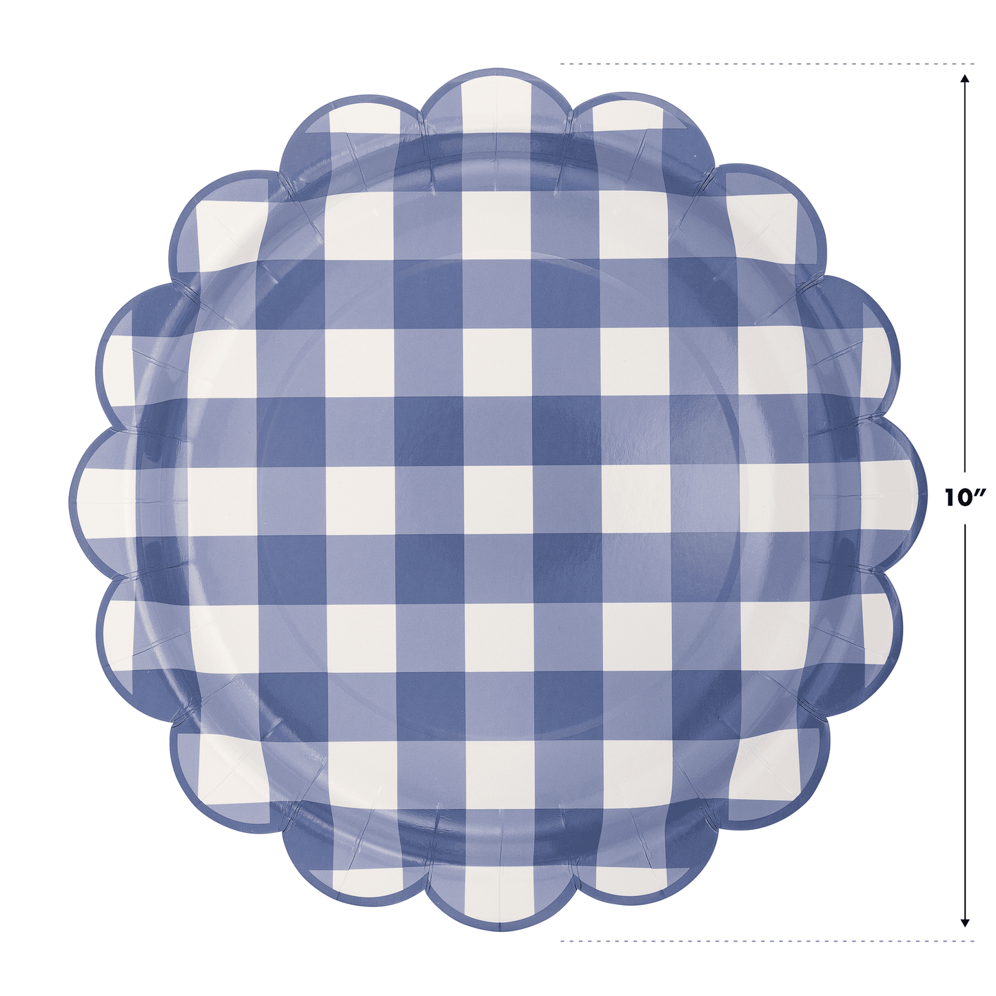 Scalloped Blue Gingham Paper Plates