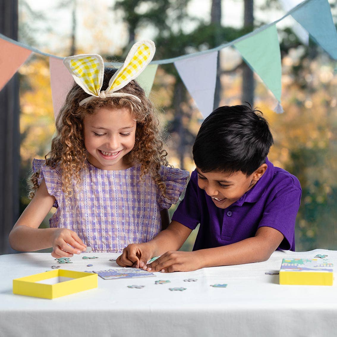 Yellow Gingham Bunny Ears Headband - Easter Party Some Bunny is One Birthday Bunny Costume