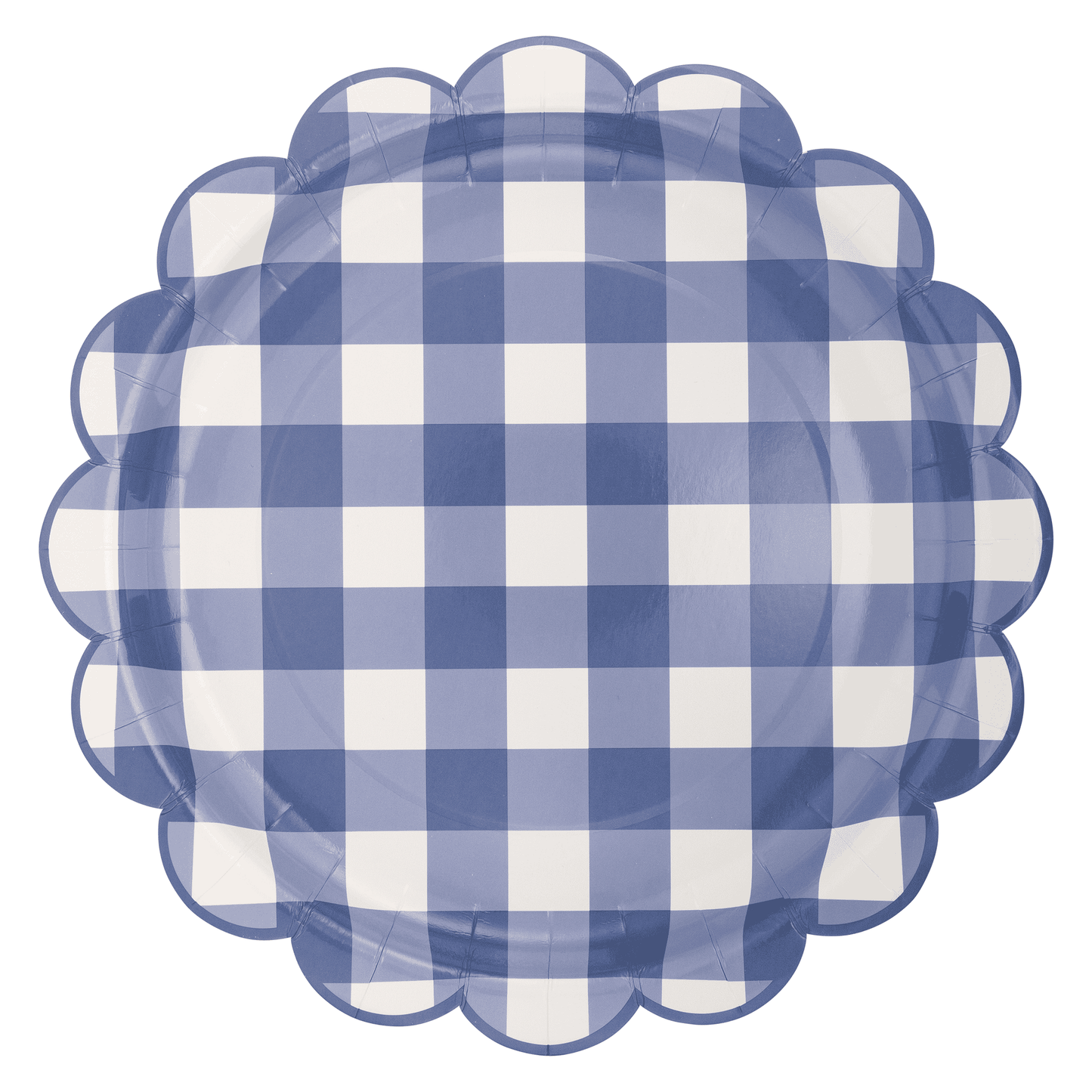 Scalloped Blue Gingham Paper Plates