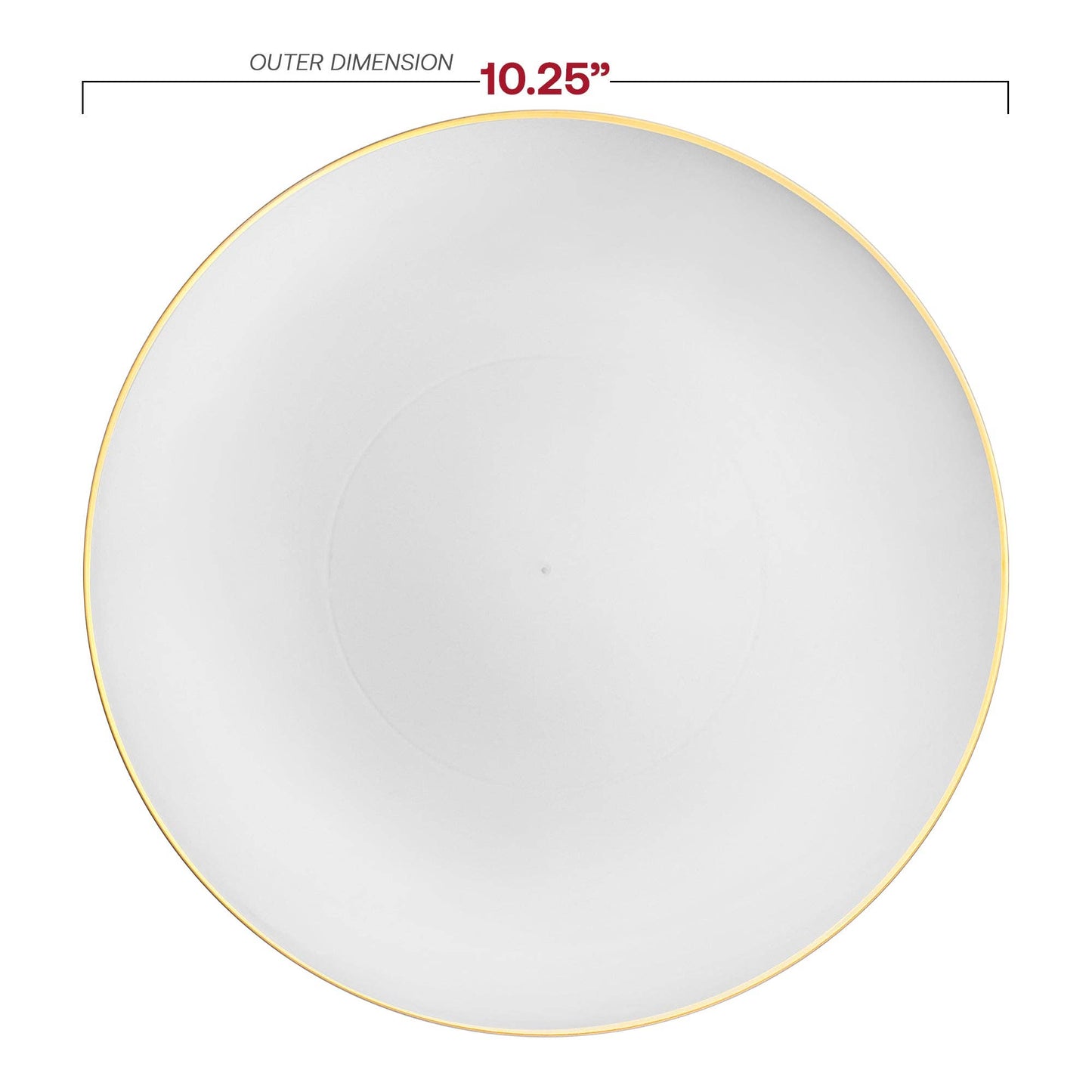 White Gold Rim Plastic Dinner Plates 10.25" - Set of 10 Premium Party Plates