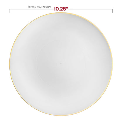 White Gold Rim Plastic Dinner Plates 10.25" - Set of 10 Premium Party Plates