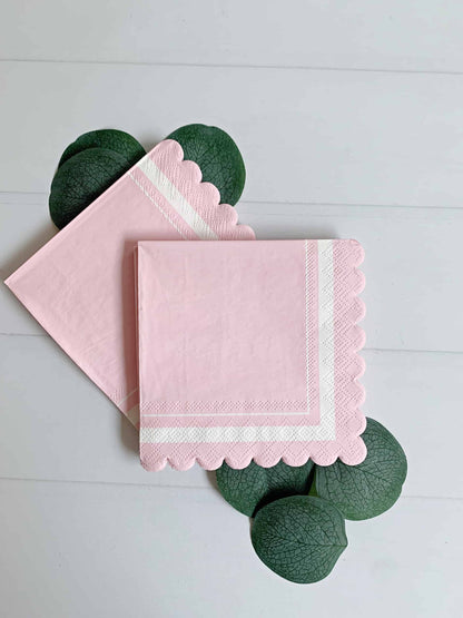 Blush Scalloped Cocktail Napkins
