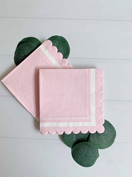 Blush Scalloped Cocktail Napkins