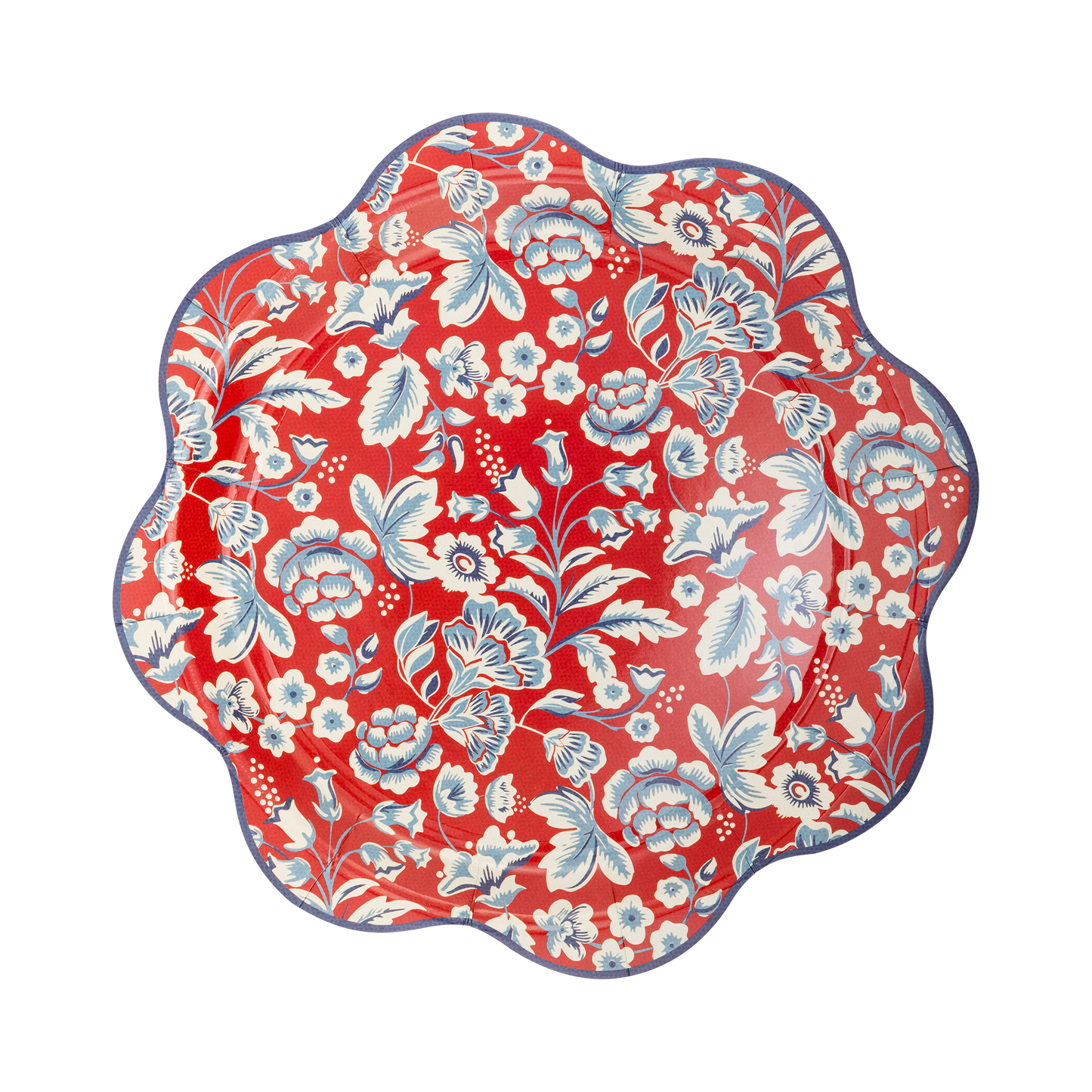 Hamptons Red Floral Scalloped Plates