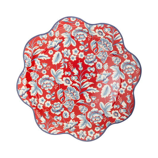 Hamptons Red Floral Scalloped Plates