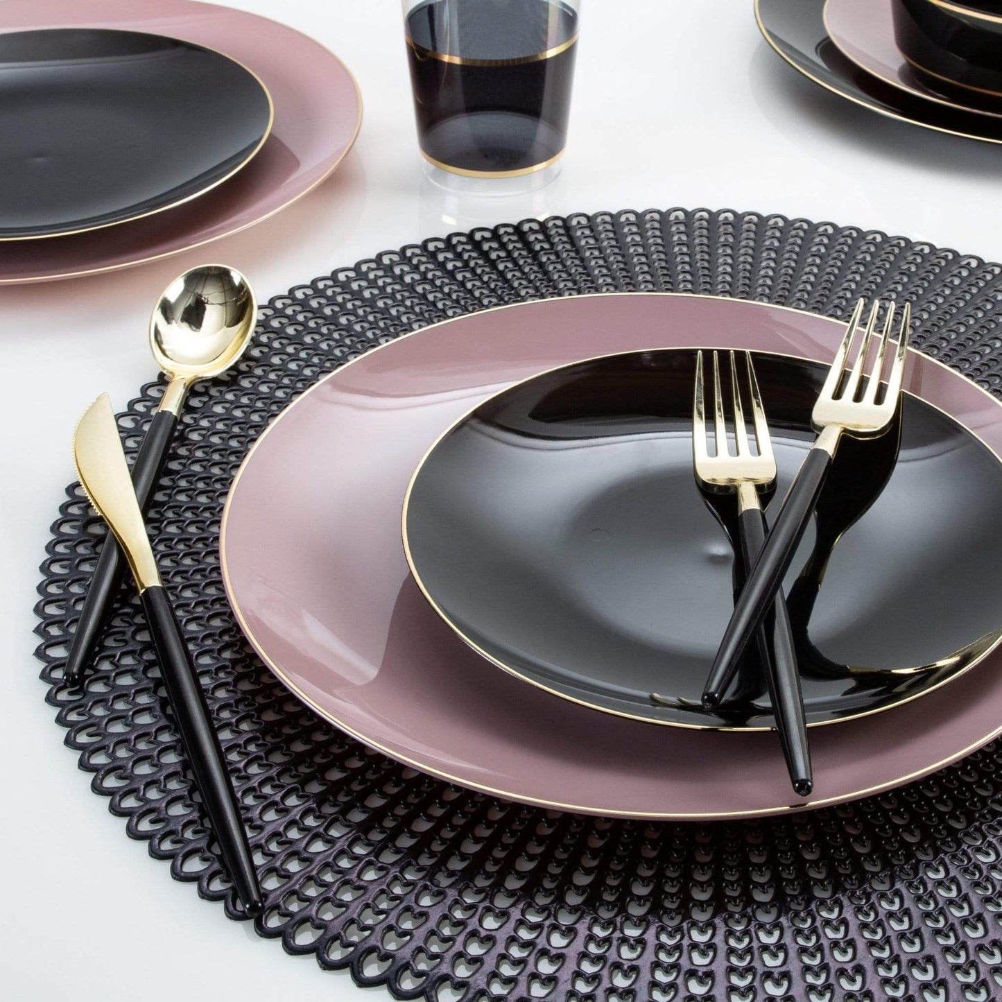 Mauve with Gold Dessert Plates - Plastic