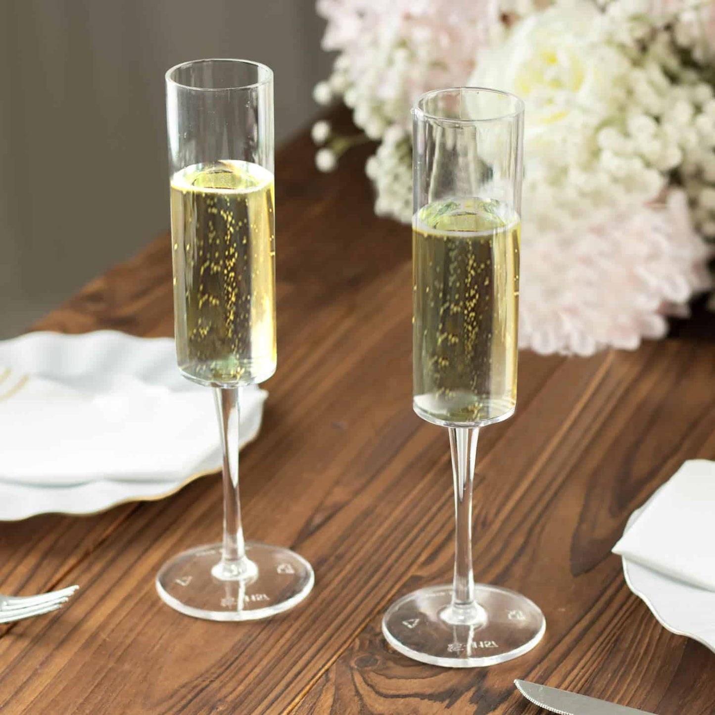Clear Sleek Plastic Champagne Flute- 6oz