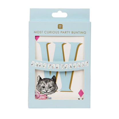 We're All Mad Here Paper Bunting 10 Feet - Alice in Wonderland Tea Party Decorations