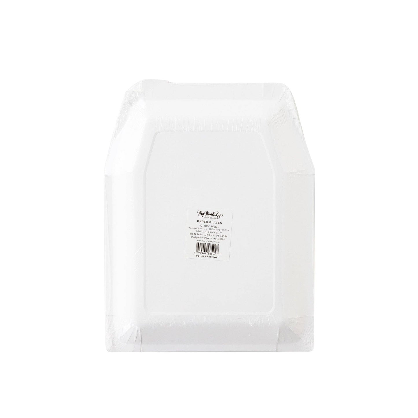 Pink Haunted House Shaped Paper Plate