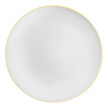 White Gold Rim Plastic Dinner Plates 10.25" - Set of 10 Premium Party Plates