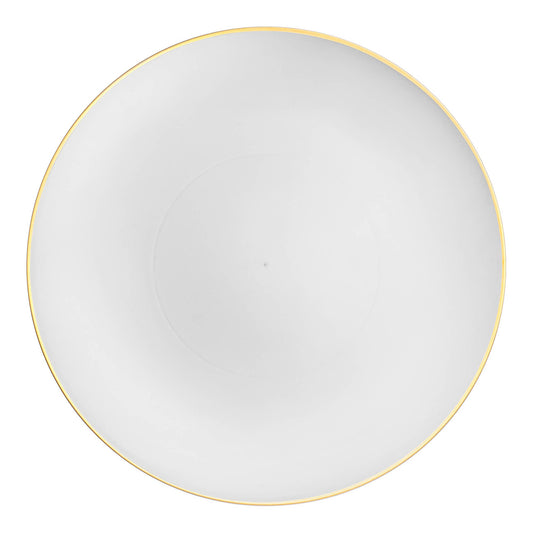 White Gold Rim Plastic Dinner Plates 10.25" - Set of 10 Premium Party Plates