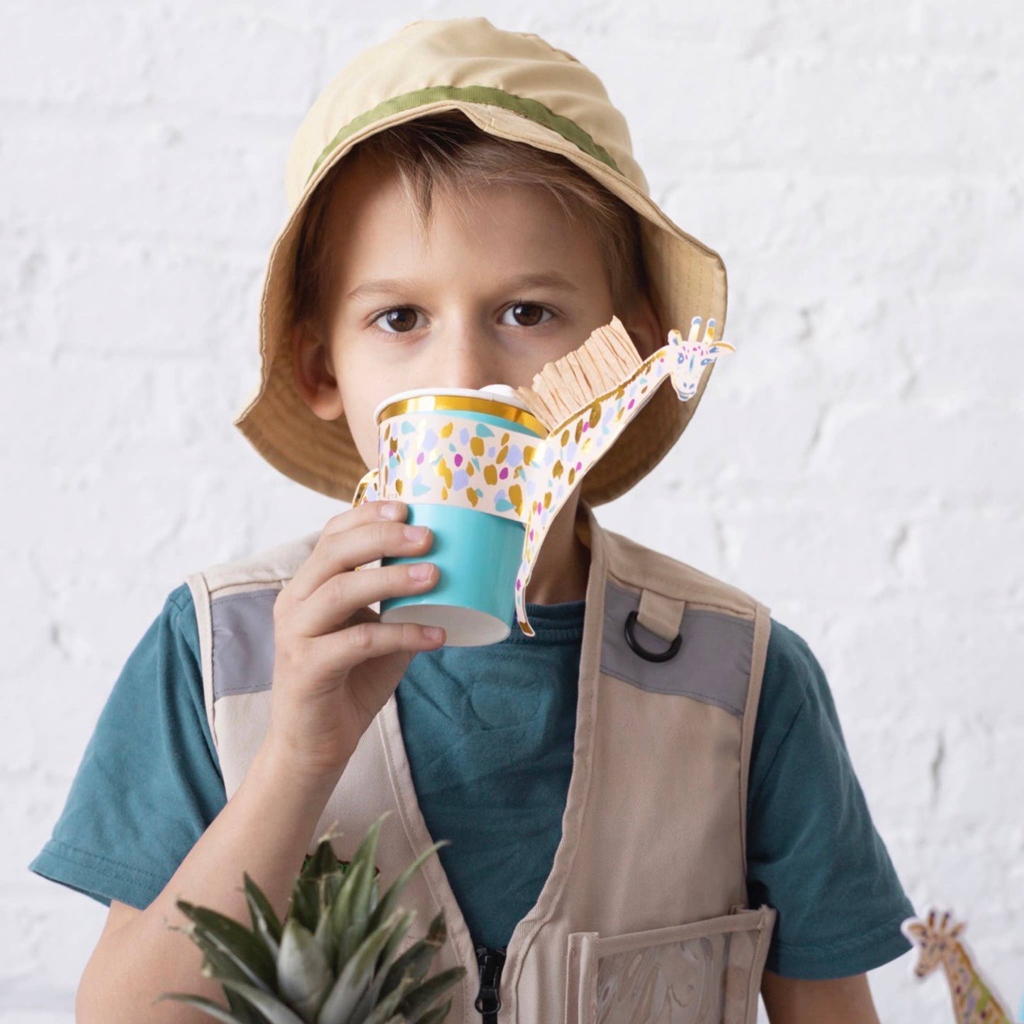 Safari Paper Cups with Giraffe Sleeves