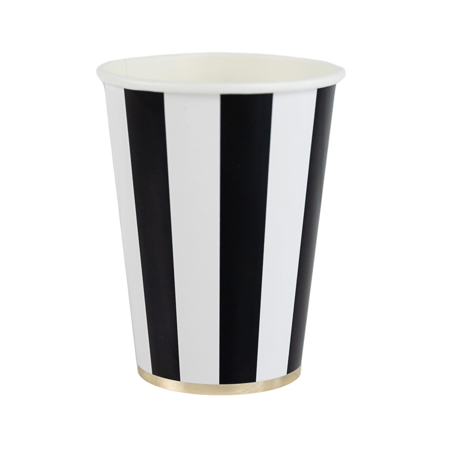 Black Noir Cabana Stripe Party Cups - Elegant 12oz Paper Cups
