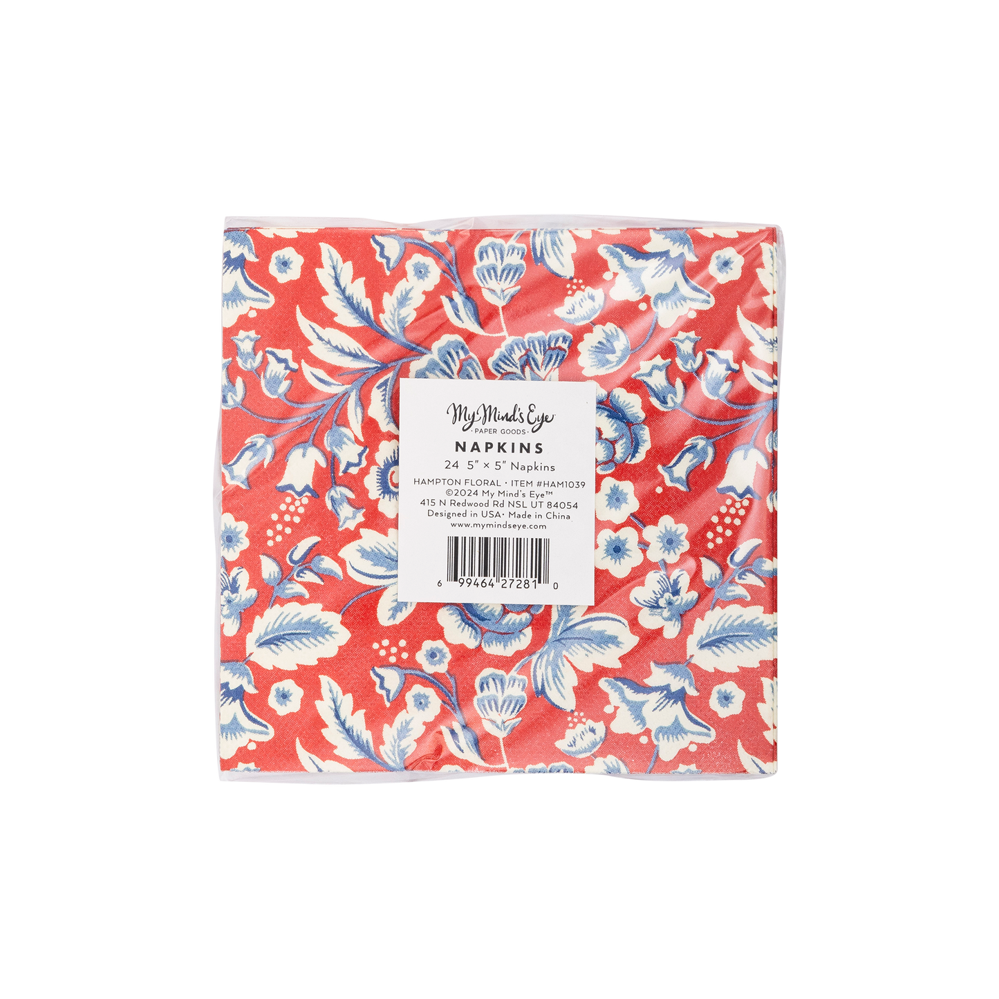 Hamptons Blue Floral Cocktail Napkins