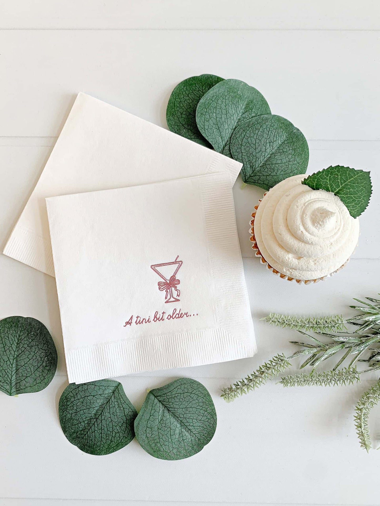 Just a Tini Bit Older Birthday Martini Napkins - Pink