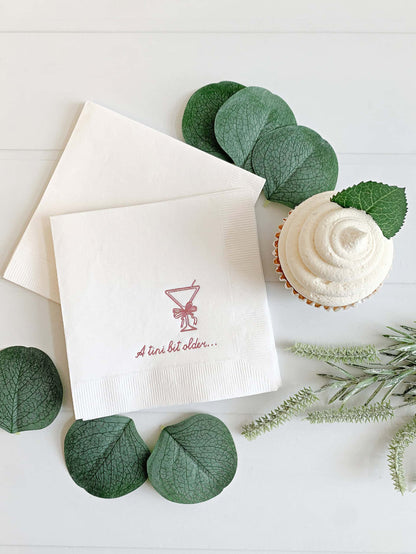 Just a Tini Bit Older Birthday Martini Napkins - Pink