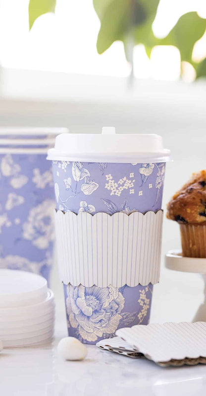 Blue Floral Paper To Go Coffee Cups