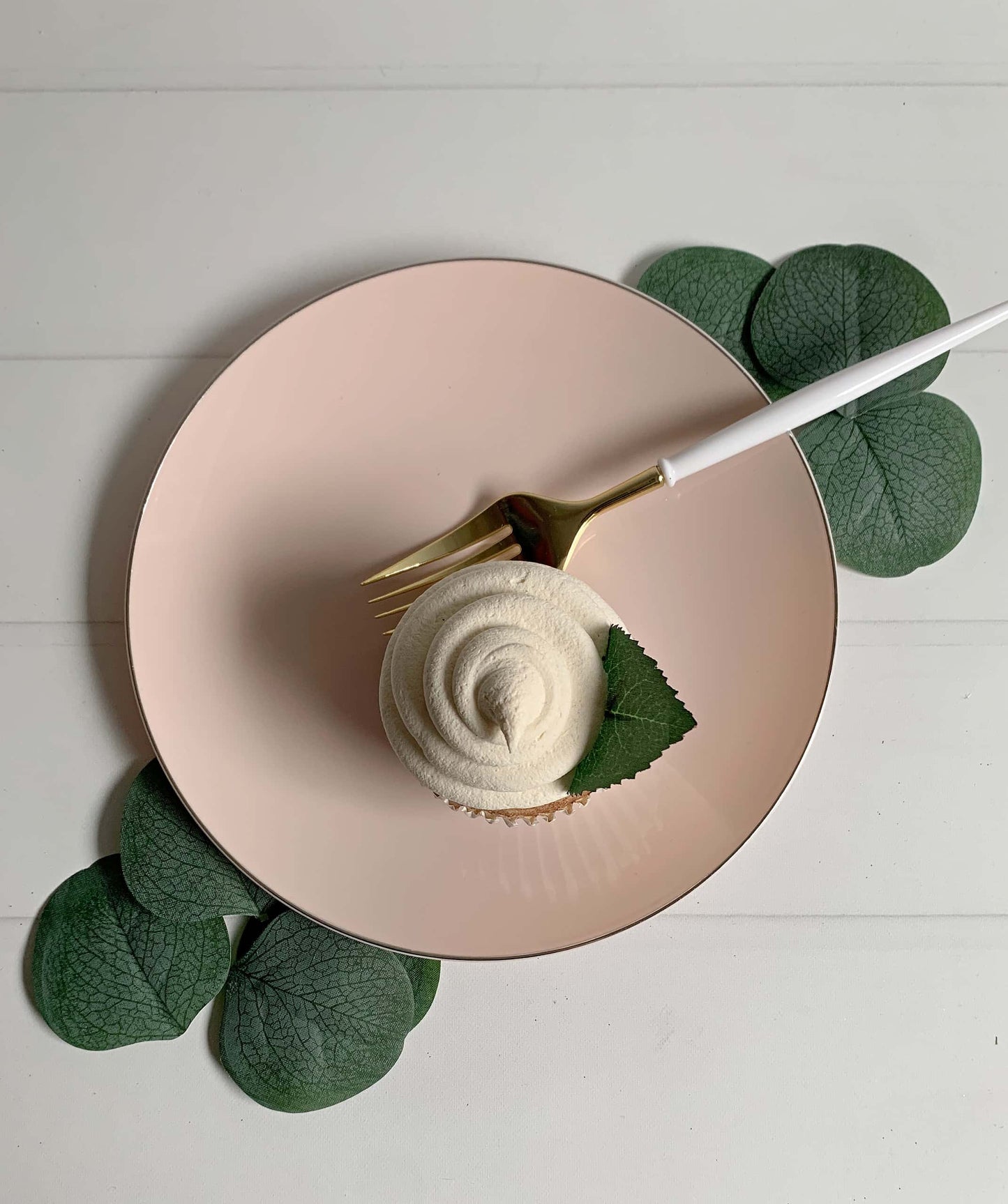 Blush Plastic Plates with Silver Edge - Dessert Sized