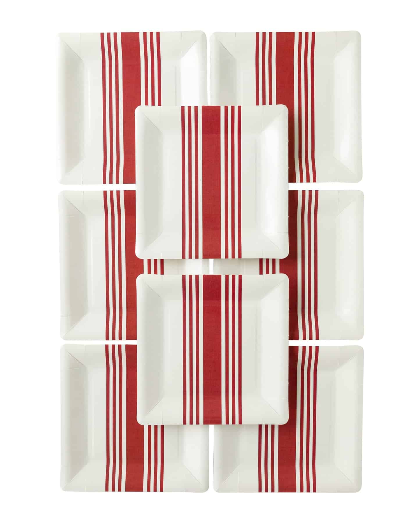 Red Ticking Stripe Plates