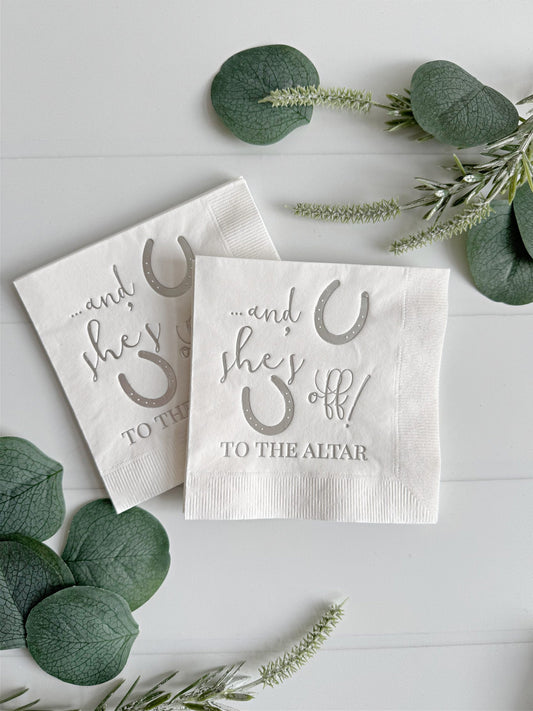 And She's Off to the Altar Derby Napkins - Kentucky Derby Bridal Shower Decor