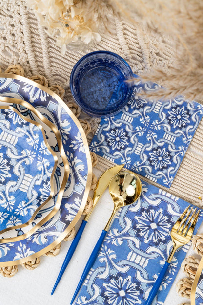 Moroccan Blue Dessert Bowls - Set of 8