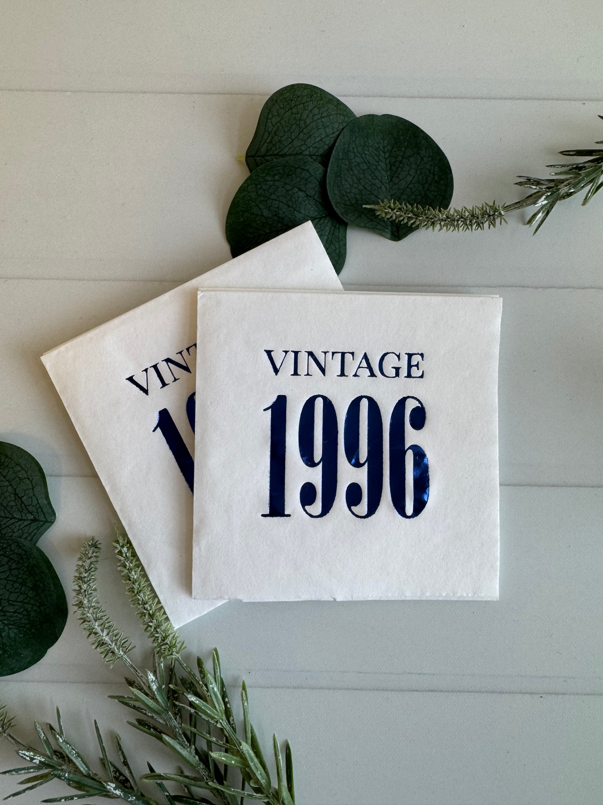 vintage 1996 napkins in navy and white 