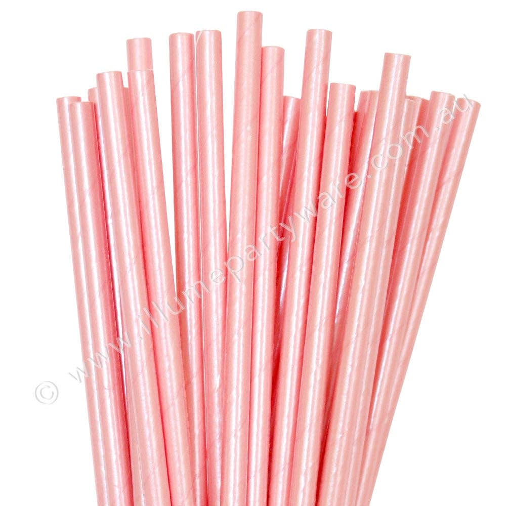 Blush Pink Iridescent Foil Paper Straws - Set of 25