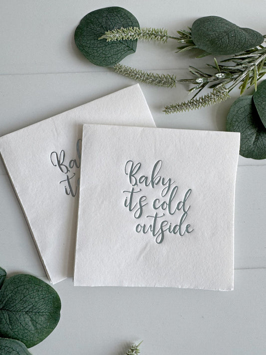 Baby It's Cold Outside Cocktail Napkins - Ice Blue Winter Party Decor
