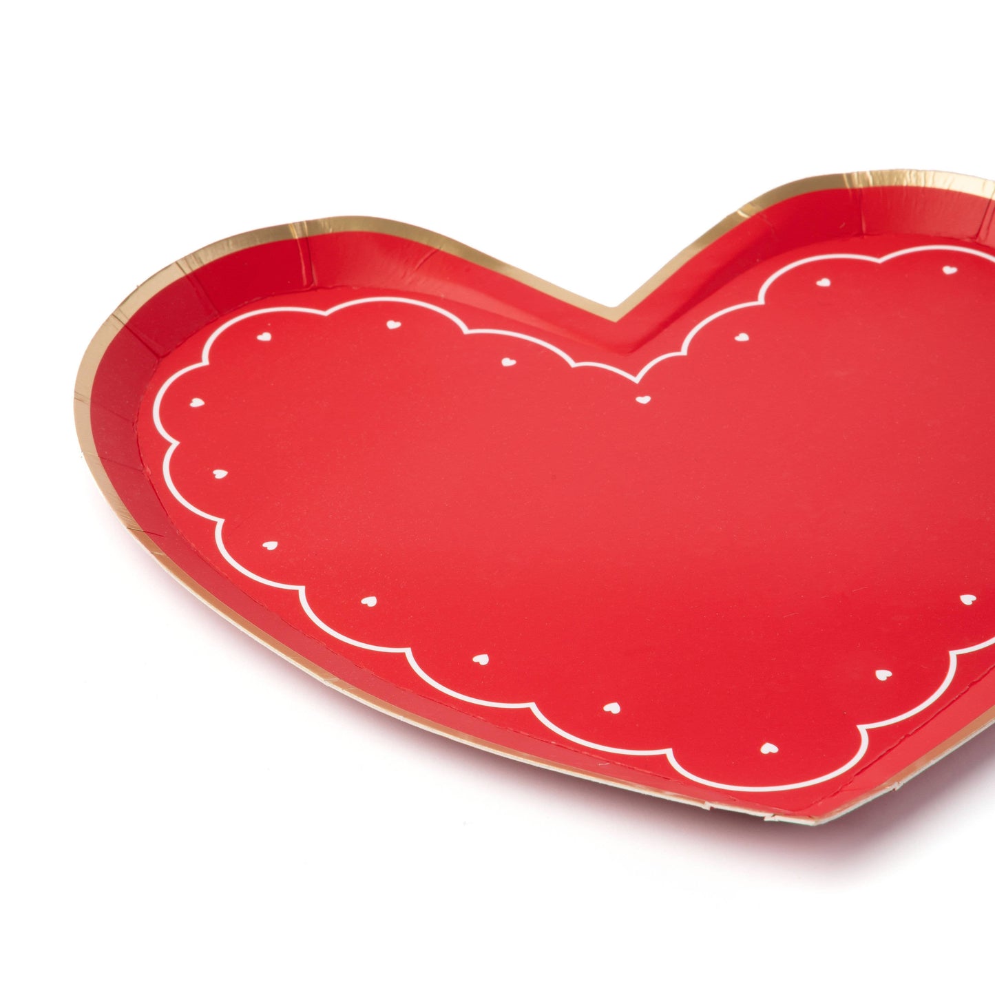 Red Heart Paper Plates - Valentine's Day Dessert Plates Set of 8