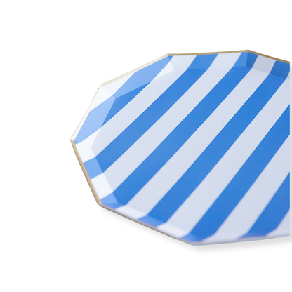 Periwinkle Blue Cabana Striped Paper Plates