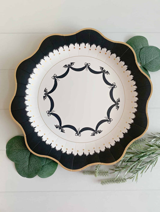 Elegant Halloween Bat Paper Dinner Plates