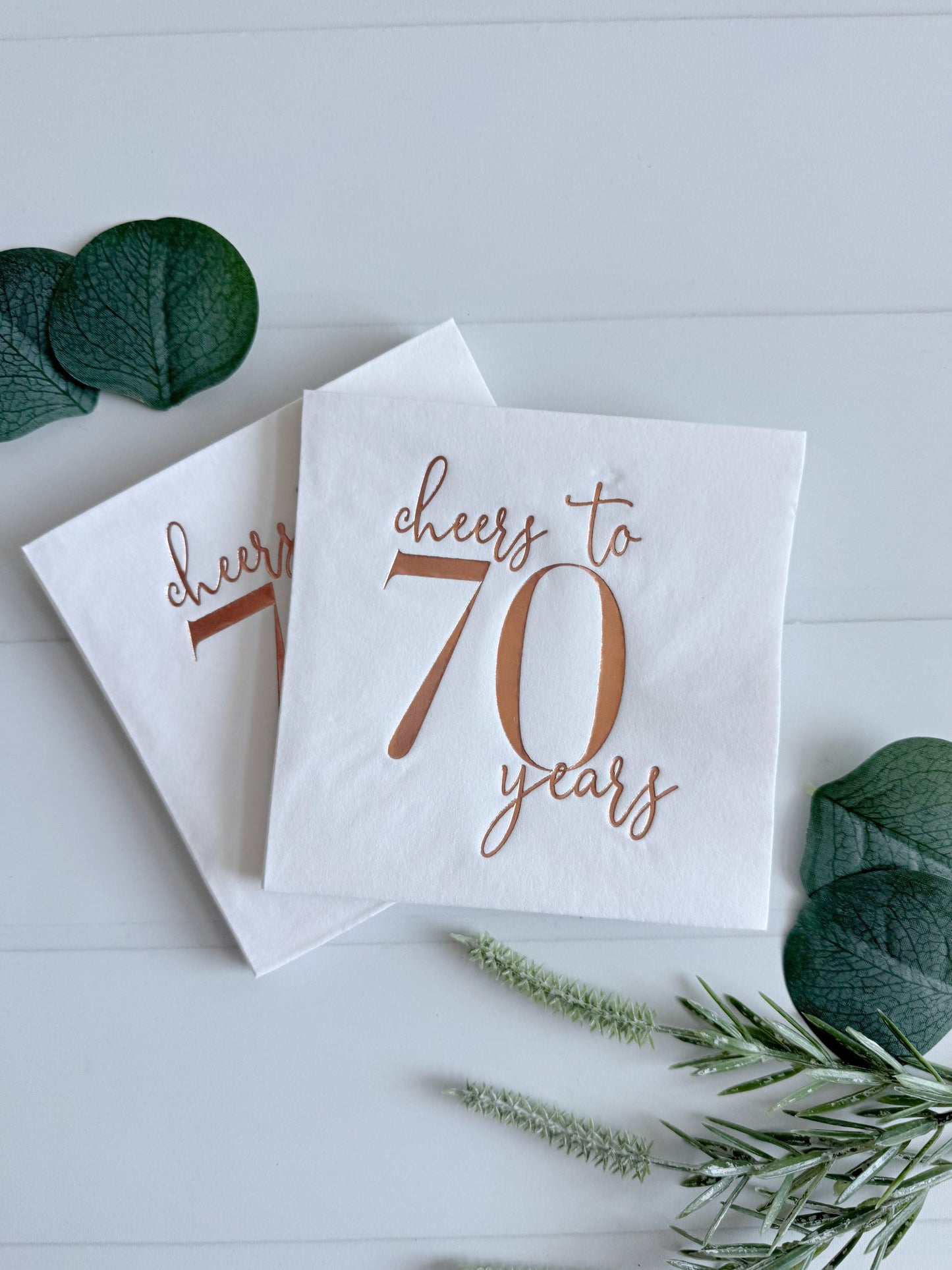 Cheers to 70 Years Napkins - Rose Gold Foil