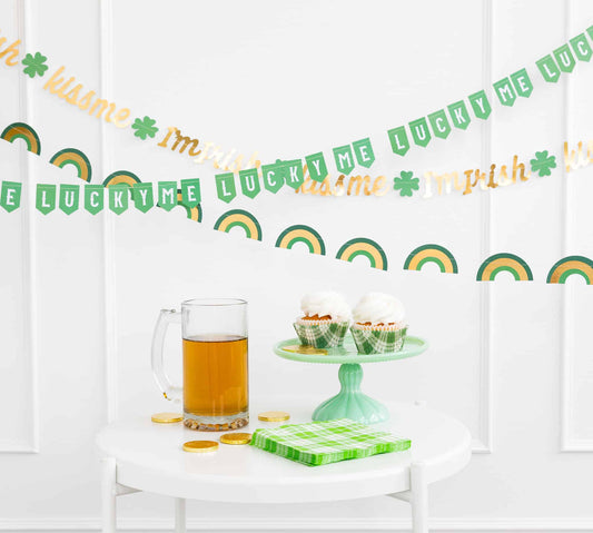 St Patrick's Day banners set of 3 rainbow kiss me I'm irish, and lucky me banner