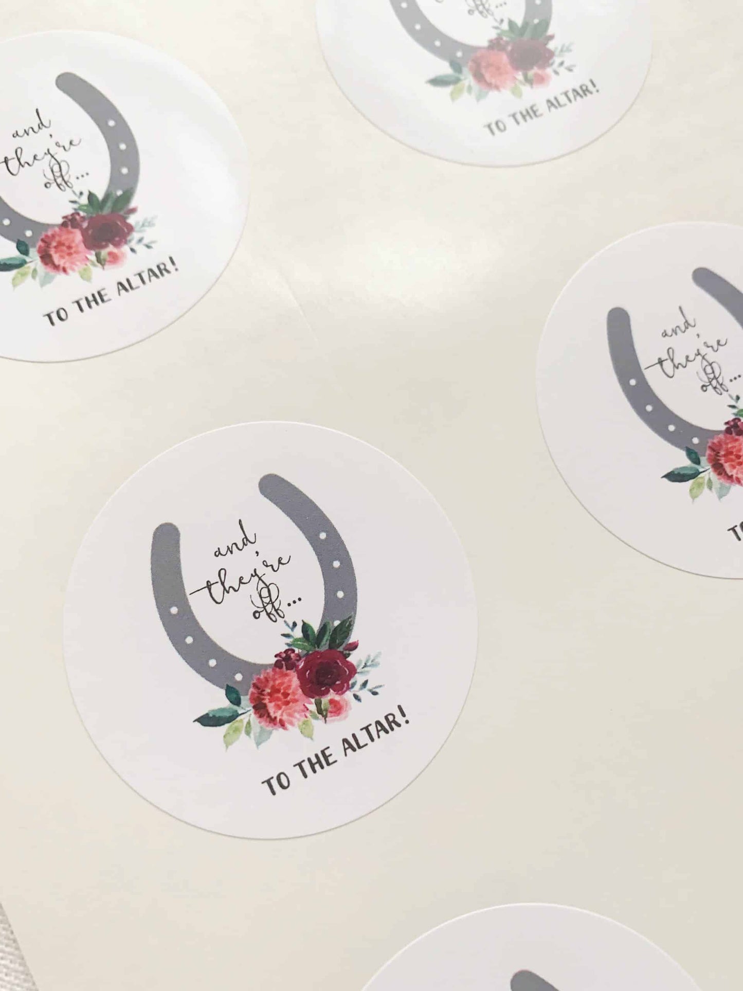 And They're Off the the Altar Kentucky Derby Bridal Shower Stickers