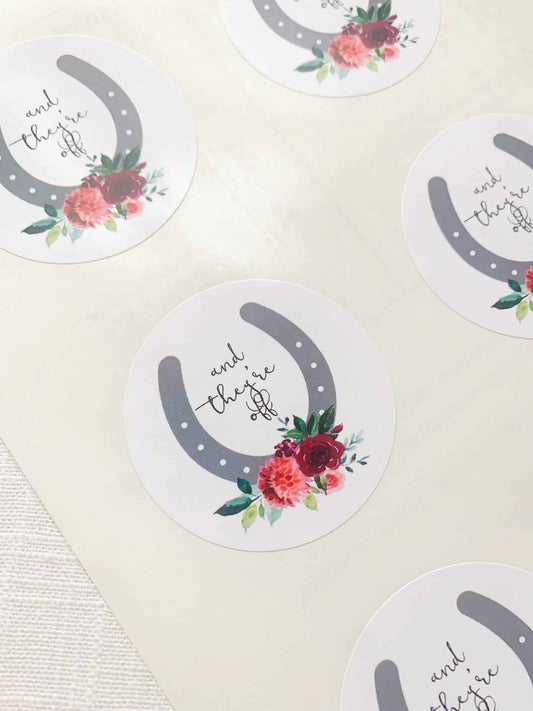 And They're Off Set 12 Stickers Coral Roses