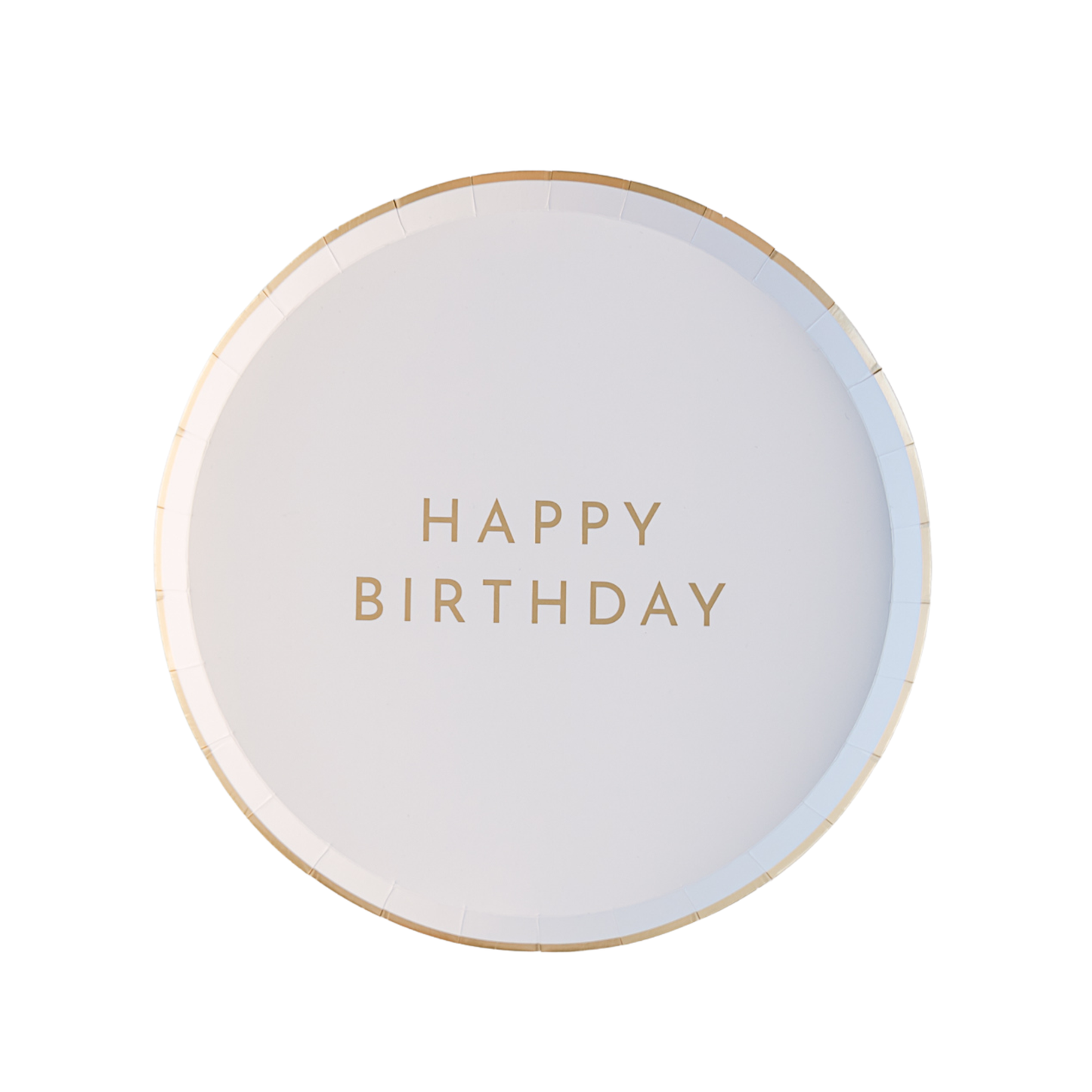 Happy Birthday Cake Plates - White & Gold