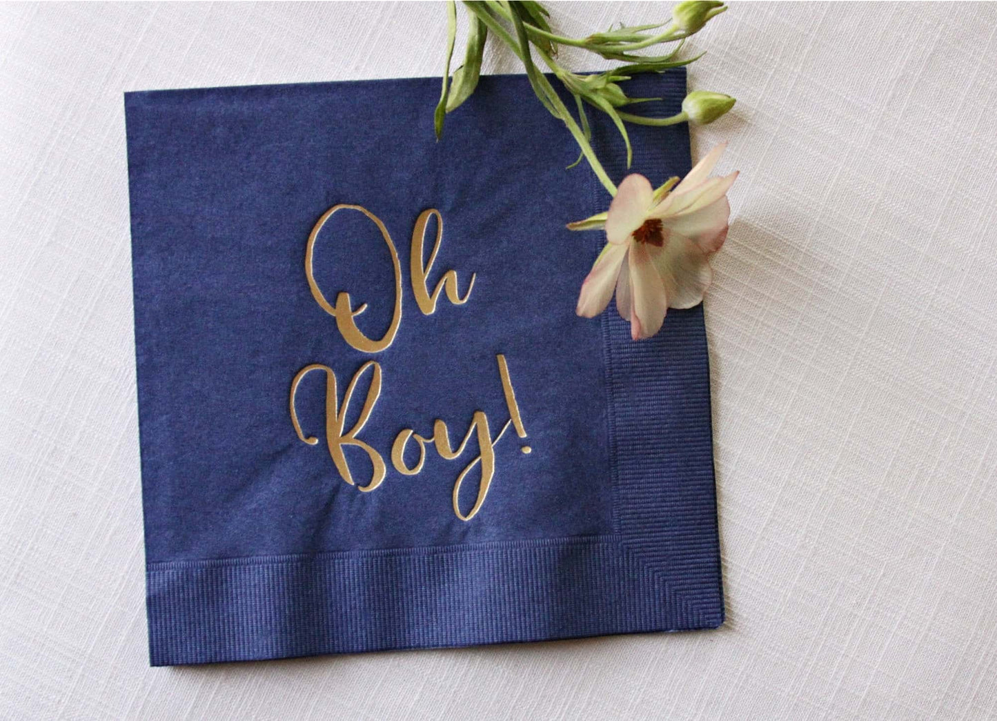 Oh Boy Napkins with Gold Lettering Navy Napkin