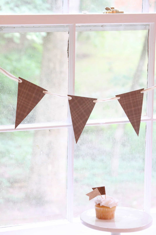 Chocolate Brown Plaid Banner