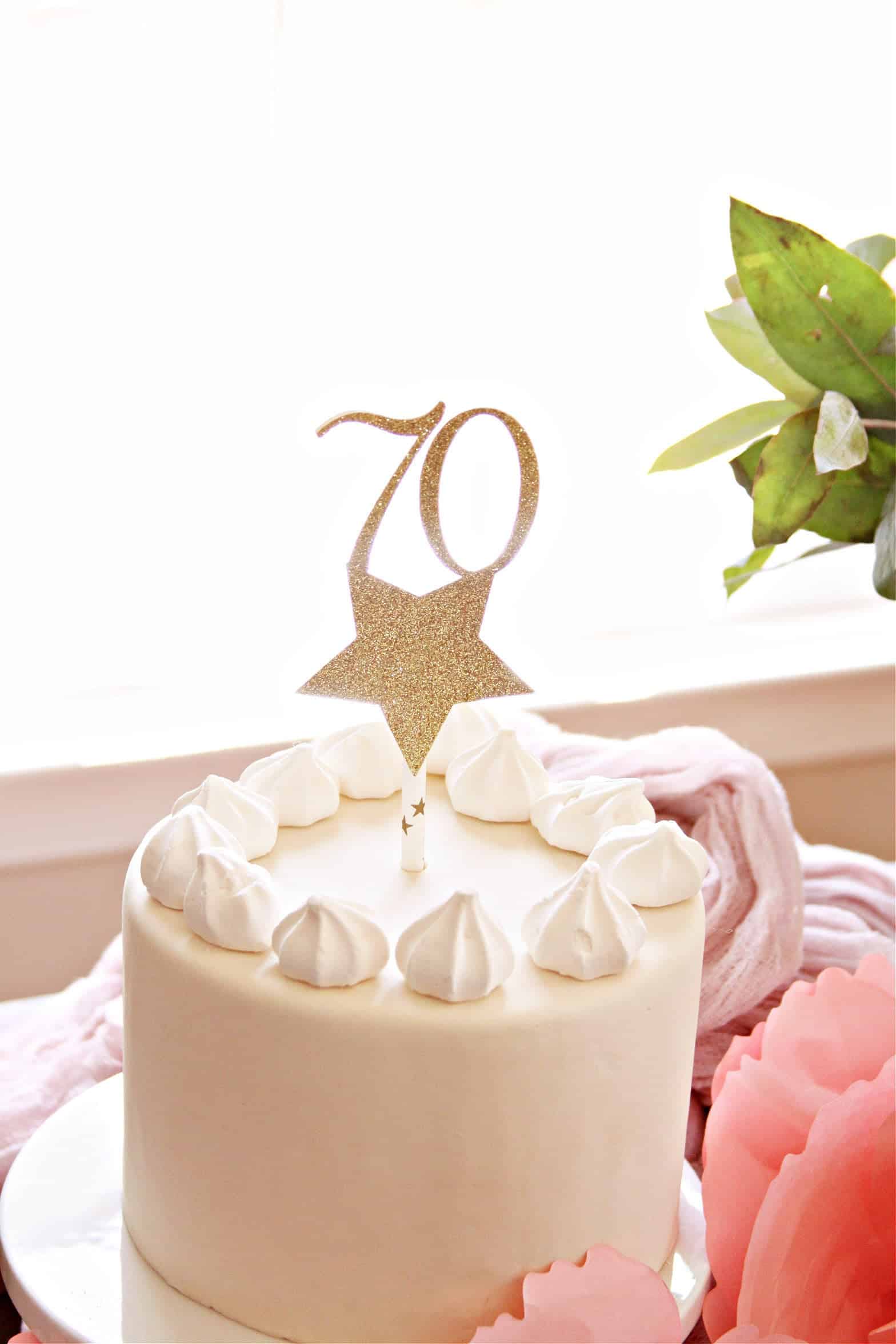 Gold Star 70th Birthday Cake Topper in Gold Sparkle