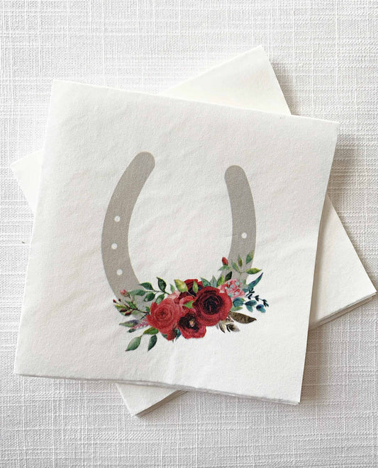 Derby Cocktail Napkins with Red Roses